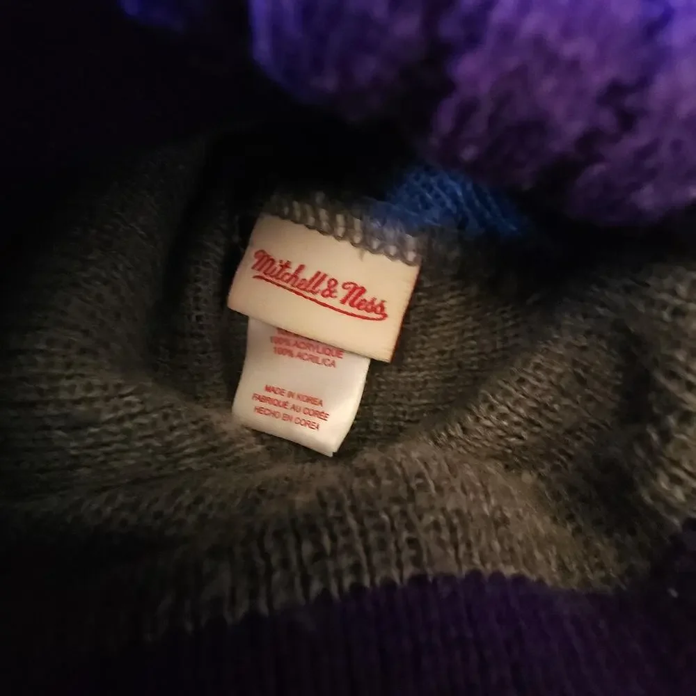 Purple Los Angeles LA Lakers Mitchell & Ness Winter Pom Pom Beanie Hat Cuffed